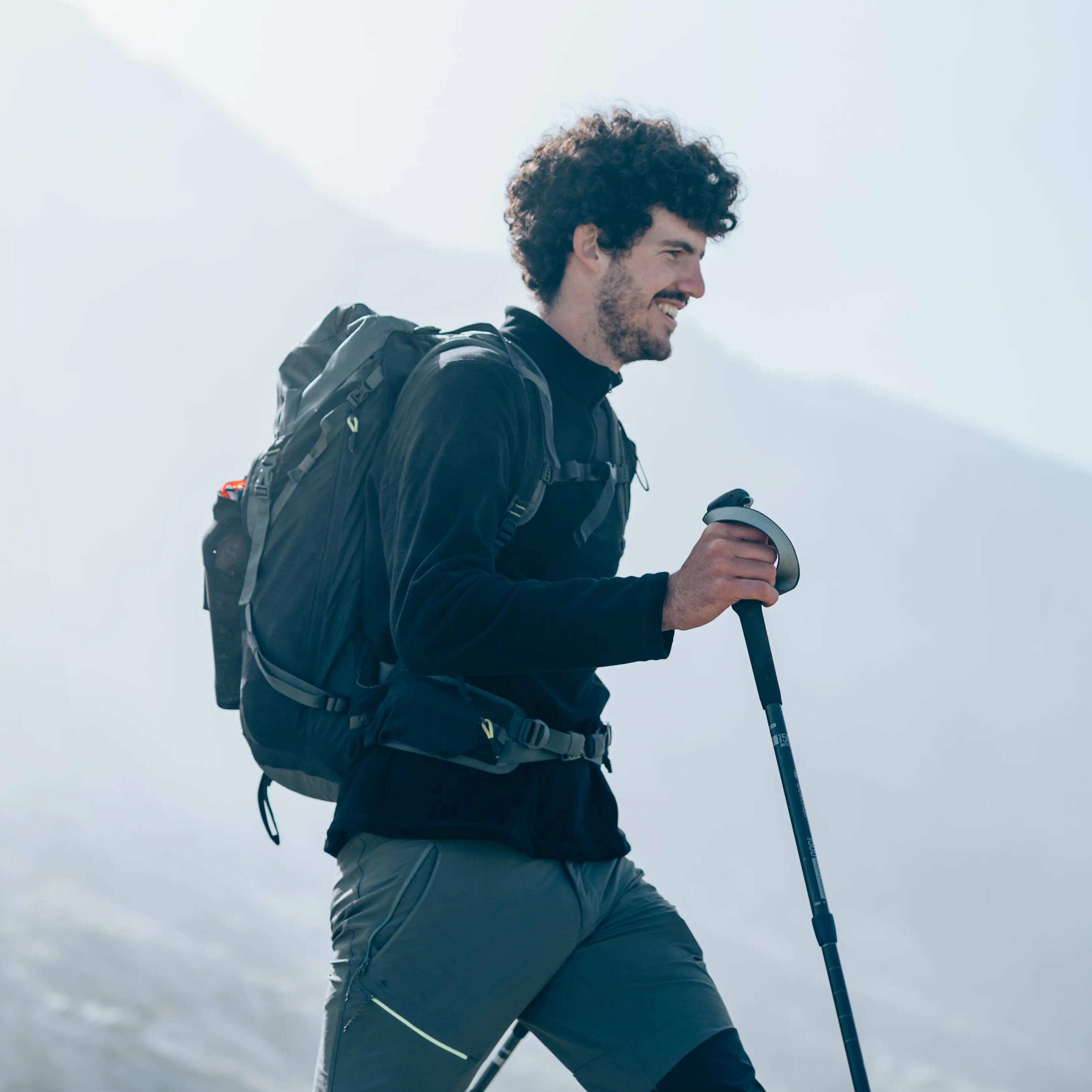 Forro polar senderismo montaña hombre - MH100 1/2 cremallera negro